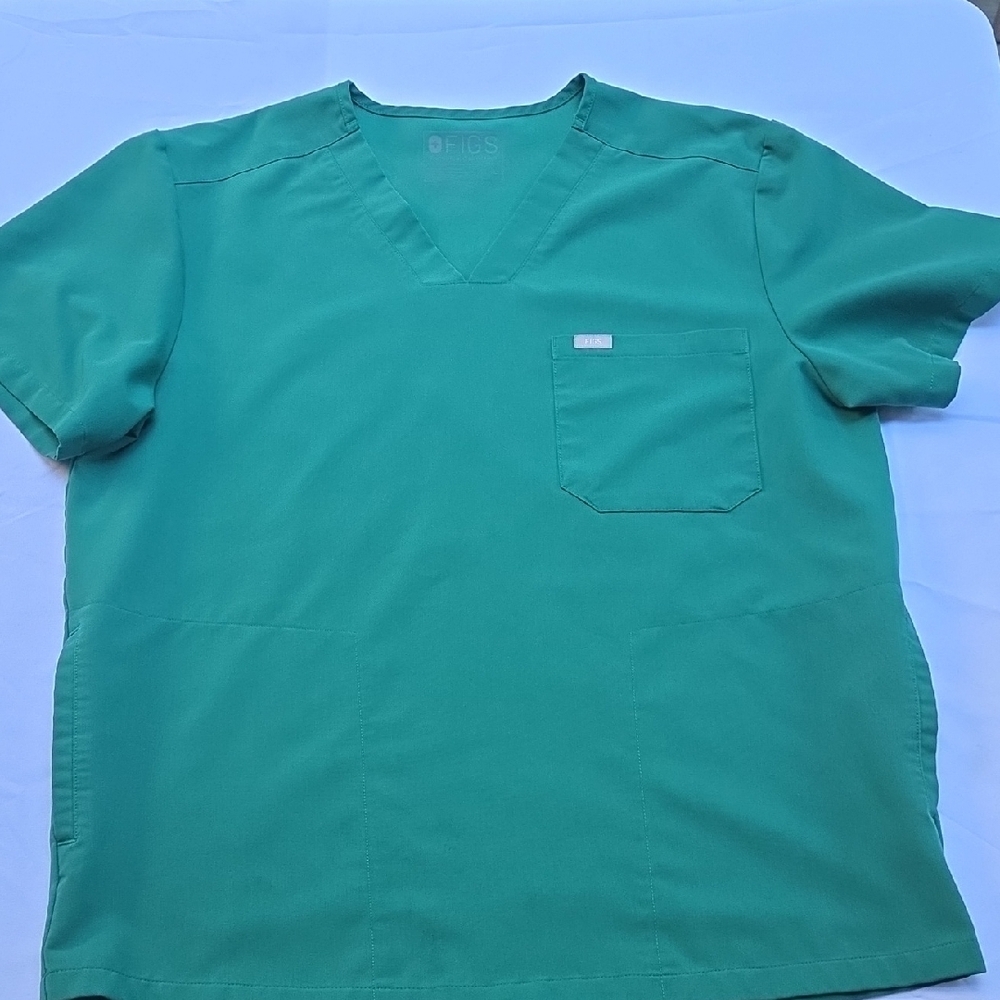 Figs Green V-Neck Women's Top